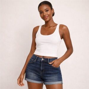 Mossimo Target Mid Rise Denim Shorts Size 12 Dark Wash Super Stretch